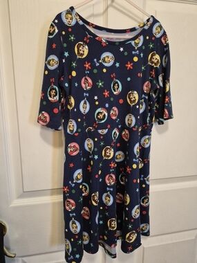 Disney Navy Multicolor Girls' Character Print Skater Dress